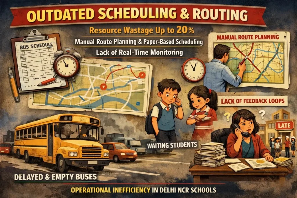 Manual planning leads to inefficient routes, fuel waste, and delays.