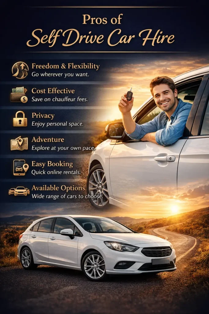 Self-drive car hire offers freedom, flexibility, and a personalized travel experience at your own pace.