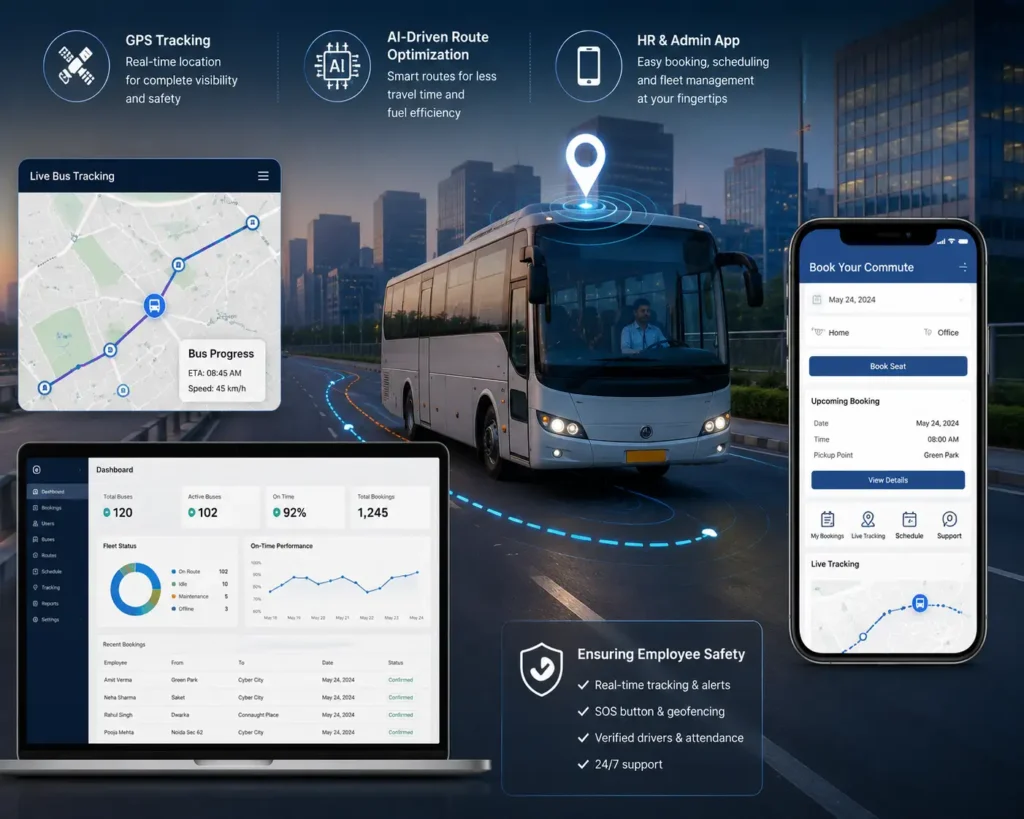 Advanced commute tracking technologies improve employee safety, route efficiency, and real-time transportation management.